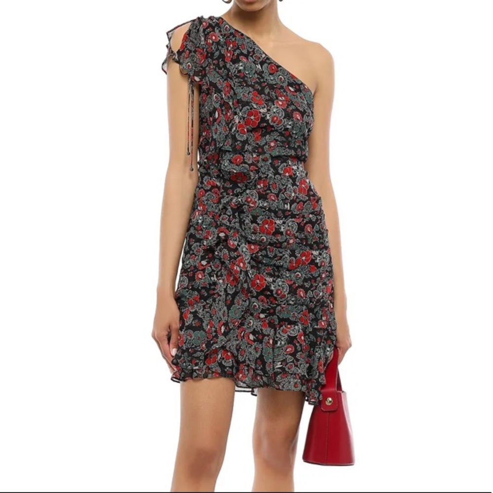 VERONICA BEARD One-shoulder floral print dress